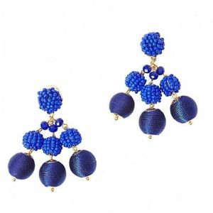 New Lilly Pulitzer Salsa Copa Clip On Earrings Navy, gold tone